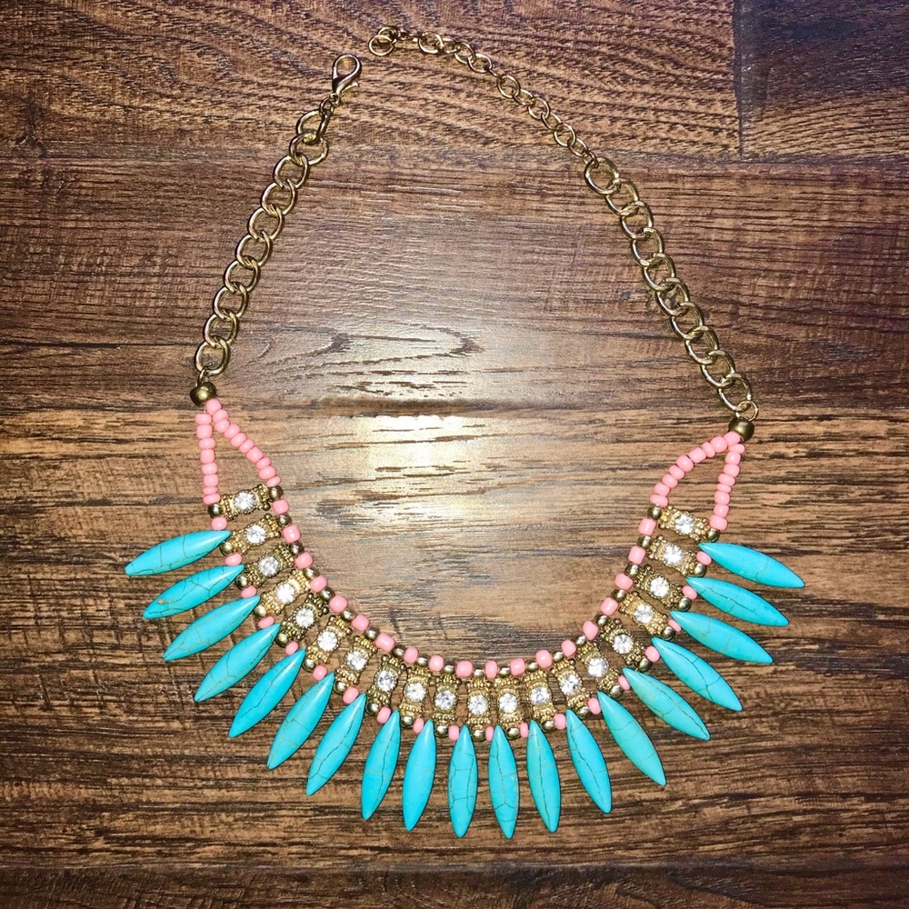 Turquoise beaded statement necklace